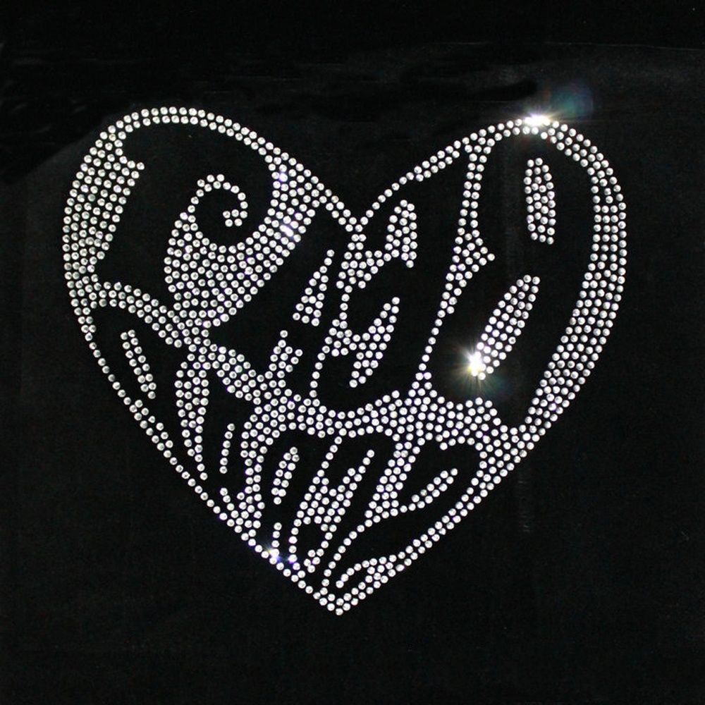 High Quality Love Heart Hot Fix Crystal Rhinestones Design China Supplier Iron on Rhinestone Transfe